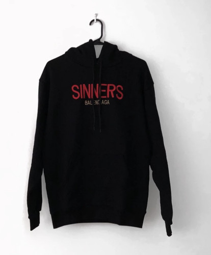 Felpa con cappuccio Balenciaga Sinners ricamata cotone nera taglia SMALL oversize