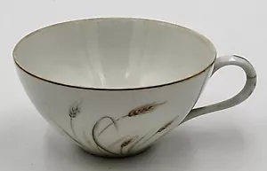 Taza de té fina China de Japón "trigo dorado" borde dorado - mango agrietado - Imagen 1 de 5