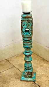 Antique Wooden Paga Leg Candle Holder Stand Original Old Hand Carved - Picture 1 of 13