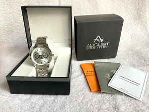 August Steiner Day Date Diamant Mondphase Schweizer Uhr mit Box und Papieren - Bild 1 von 12