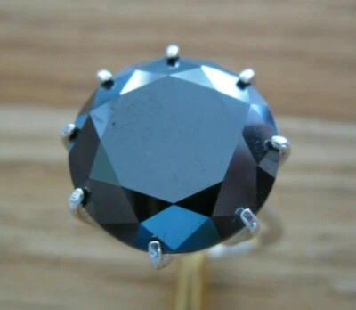13.45ct 100% REAL NATURAL BLACK DIAMOND RING,CERTIFICATE,FREE DIA TESTER SIze 6 - Image 1 of 4