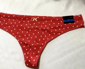 Women's Thong Panties 3XL or 10 orange Fire Cotton Blend Polka Dot - Picture 1 of 10