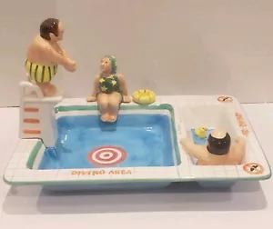 Ciotola vintage in ceramica Lotus scena piscina patatine dip festa senza scatola - Foto 1 di 18