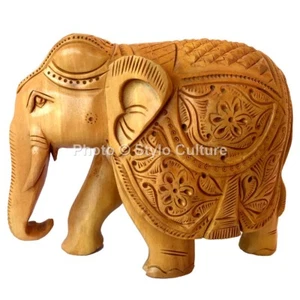 Hand Carved Teak Wood Figure Elephant Sculpture Home Decor Vintage New Style! - Picture 1 of 4