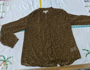 Michael Kors Size L Geometric Pattern Button Up Blouse - Picture 1 of 7