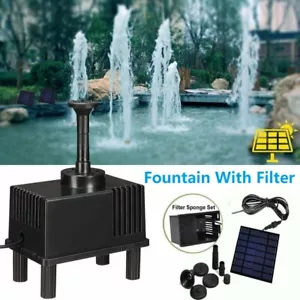 Solar Powered Water Pond With Filter Pump Garden Submersible Fish Tank Fountains - Picture 1 of 12
