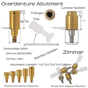 Pilar de implante localizador de sobredentaduras dentales para Zimmer Adin Mis 1,0 mm-5,0 mm GH - Imagen 1 de 54