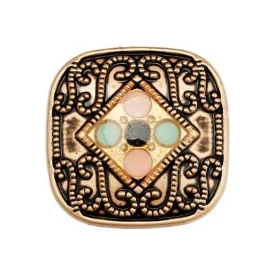 5pcs Vintage Square Alloy Button with Colorful Enamel Inlay 22mm - Image 1 of 4