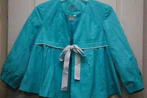 LAL Live A Little Turquoise Swing Jacket 3/4 Sleeves Cotton/Nylon S NWOT - Picture 1 of 11
