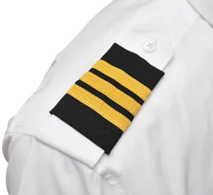 Pilot Epaulets First Officer Three Bar Gold Nylon on Black - Bild 1 von 1