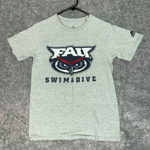 Florida Atlantic Owls Adidas Mens T Shirt Small Gray White NCAA Swimming Diving Cover