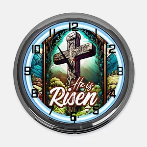 18" He Is Risen Blechschild entworfen weiß Neon Uhr - SIGNBOX - Bild 1 von 5