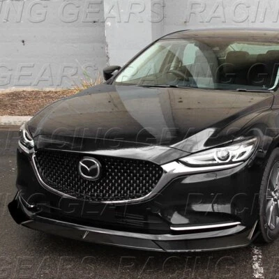 ПОДХОДИТ ДЛЯ 2019-2021 MAZDA 6 ATENZA ОКРАШЕННЫЙ ЧЕРНЫЙ ПЕРЕДНИЙ БАМПЕР ОБВЕС СПОЙЛЕР КРОМКА 3 ШТ - Изображение 1 из 4