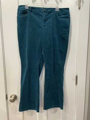 Pantalones de mezclilla para mujer Coldwater Creek corte natural verde azulado 5 bolsillos pana talla 14 Foto 1 de 4