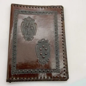 Vintage Leather Notebook Cover Sleeve Embossed Italy 23cm X 17.5cm - Picture 1 of 5