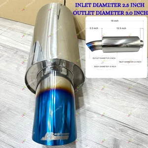 Universal JS JDM Style Dolphin Tip Turndown Drop Muffler Exhaust 3" 2.5" DHL EXP - Foto 1 di 12