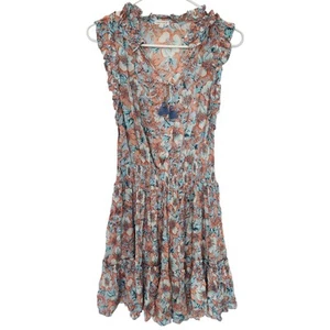 Poupette St Barth Ruffle Floral Mini Dress S Cottagecore Beach Resortwear Fairy - Imagen 1 de 8