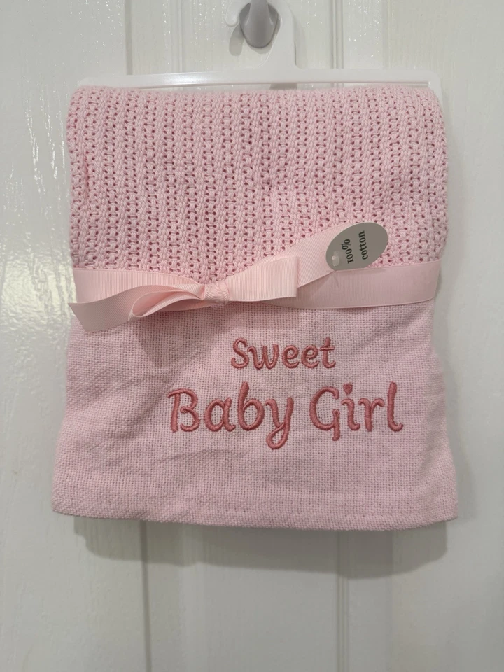 NUEVA Manta Bebé Little Me Rosa Algodón Bordada “Dulce Bebé Niña” Regalo Bebé Foto 1 de 4
