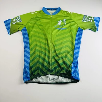 Vomax Cycling Jersey Mens XLarge Bike Short Sleeve 3/4 Zip 3 Pocket green- blue - Image 1 of 4