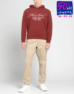 RRP€350 EMPORIO ARMANI Hoodie Size M Brown Printed Logo Long Sleeves - Imagem 1 de 4