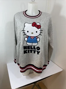 NWT & Gift Box Hello Kitty Grey Crew Neck Sweat Shirt Sanrio Size 1X - Picture 1 of 18