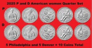 2025 American Women Quarter P & D 10 Coin Set UNC *ON HAND* - Bild 1 von 1