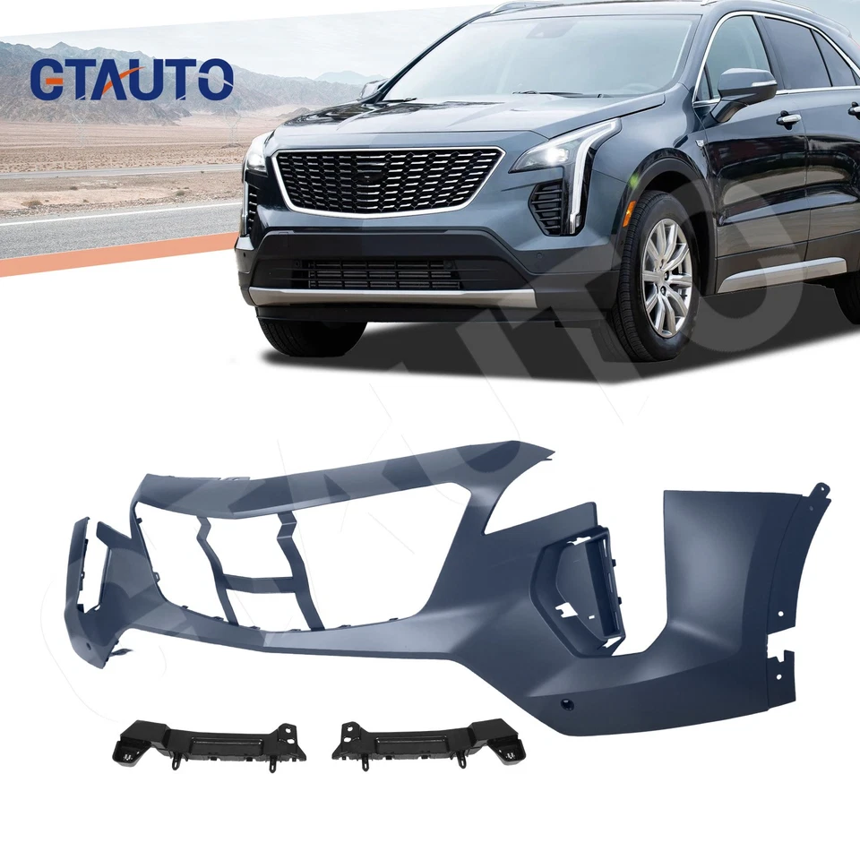 For 2019-2023 Cadillac XT4 Front Bumper Cover W/Sensor Holes W/Brackets Primed Foto 1 de 4