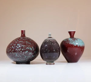 3 Stoneware Vases with Aniara Glaze Berndt Friberg Gustavsberg 1959 - Picture 1 of 9