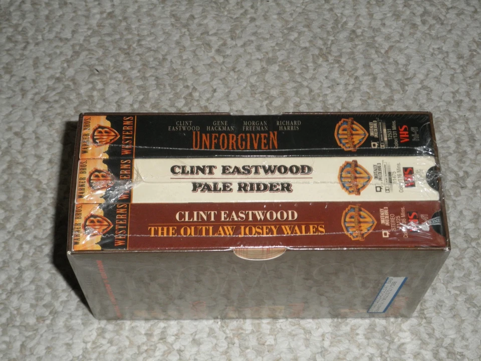 NEW SEALED CLINT EASTWOOD 3 VHS TAPE BOXSET PALE RIDER-UNFORGIVEN-JOSEY WALES - Image 1 of 2