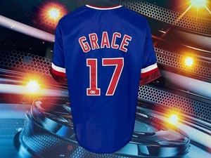 MARK GRACE AUTOGRAPHED CUSTOM CHIGACO CUBS BLUE JERSEY COA BECKETT - Picture 1 of 3