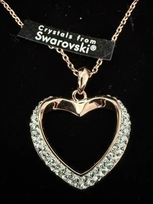 Swarovski Heart Pendant Necklace Rose Gold Silver - Image 1 of 4
