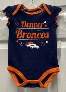 Broncos 0-3 Months NFL Football One Piece Blue/Orange w/Ruffle Sleeve New!! - Picture 1 of 5