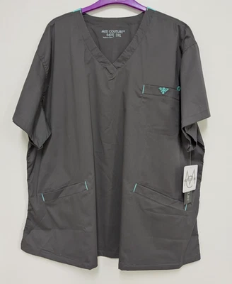 女式 Med Couture 磨砂上衣 #8403,尺寸 3XL,颜色 ~ 木炭,全新带标签 — 第 1/4 张图片