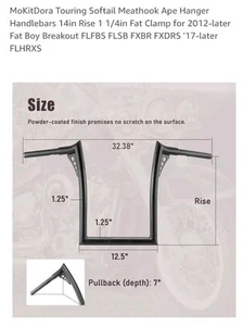 Mokitdora Touring Softail Meathook Ape Hanger Handlebars 14" - Picture 1 of 15