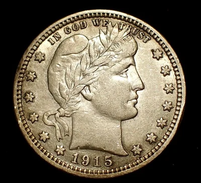 1915 (P) Barber Silver Quarter, Later Philly Date, Nice Strike and Luster, AU - Image 1 of 2