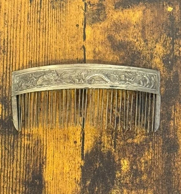 ANTIGUO PEINE DE PELO DE DRAGÓN ORNAMENTADO PLATA CHINA Foto 1 de 4