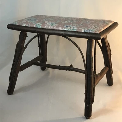 古董老山核桃脚凳长凳原始乡村小屋装饰 — 第 1/4 张图片