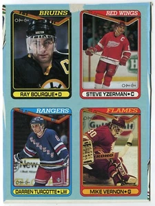 1990-91 O-Pee-Chee OPC Box Bottom Panel - Ray Bourque, Yzerman, Turcotte, Vernon - Picture 1 of 2