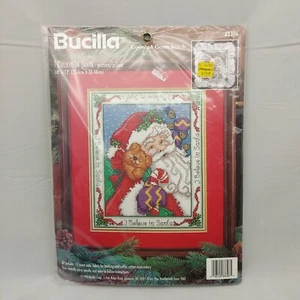Bucilla Counted Cross Stitch Kit 83396 I Believe in Santa Picture/Pillow 10"x12" - Picture 1 of 3
