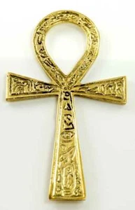 Solid Gold Brass Egyptian Ankh Cross 4" Totem Altar Decor BRAND NEW - Picture 1 of 1