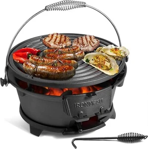 Hibachi Grill Outdoor, 100% Cast Iron Grill, Mini Small Portable Charcoal Grill - Picture 1 of 6