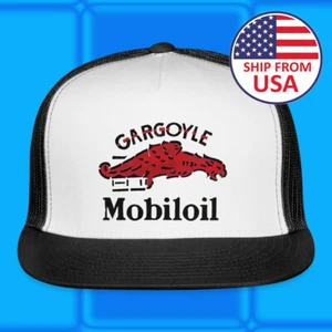 Gárgola Mobiloil Retro Negro Blanco Ajustable Camionero Sombrero Talla Adulto - Imagen 1 de 3