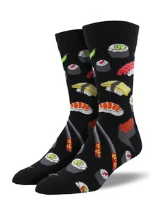 Socksmith Men's Socks Novelty Crew Cut Socks "Sushi" / Choose Your Color!! - Picture 1 of 6
