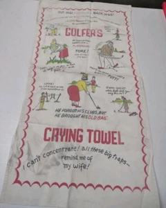 Mid Century 15" by 28" CRYING TOWEL Tea Towel Golf Theme - Picture 1 of 4