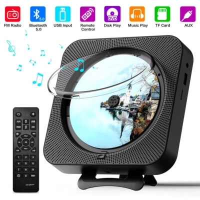 Tragbarer CD Player Wandbehang Boombox FM Radio AUX Bluetooth mit Fernbedienung - Bild 1 von 4