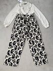 Zara Black And Ecru High Waisted Paper Bag Style Animal Print Trousers Size L.
