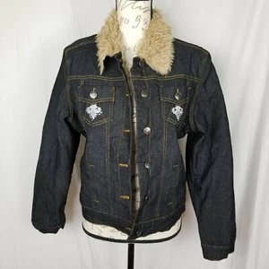 Hip Jeans Faux Fur Lined Denim Jacket Size 5 - Picture 1 of 9