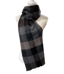 Hickey Freeman Plaid Double-Face 100% Cashmere Scarf Gray/Brown/Black $125 NWT - Picture 1 of 11