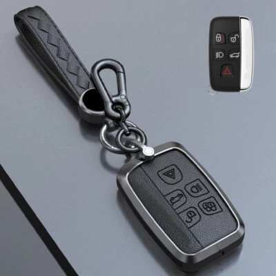 For Jaguar For Land Rover Range Rover Zinc Alloy Leather Car Key Fob Case Cover - Image 1 of 4