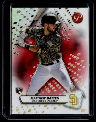 2023 Topps Pristine Red Refractor Matthew Batten RC 3/5 San Diego Padres #225 - Image 1 of 2